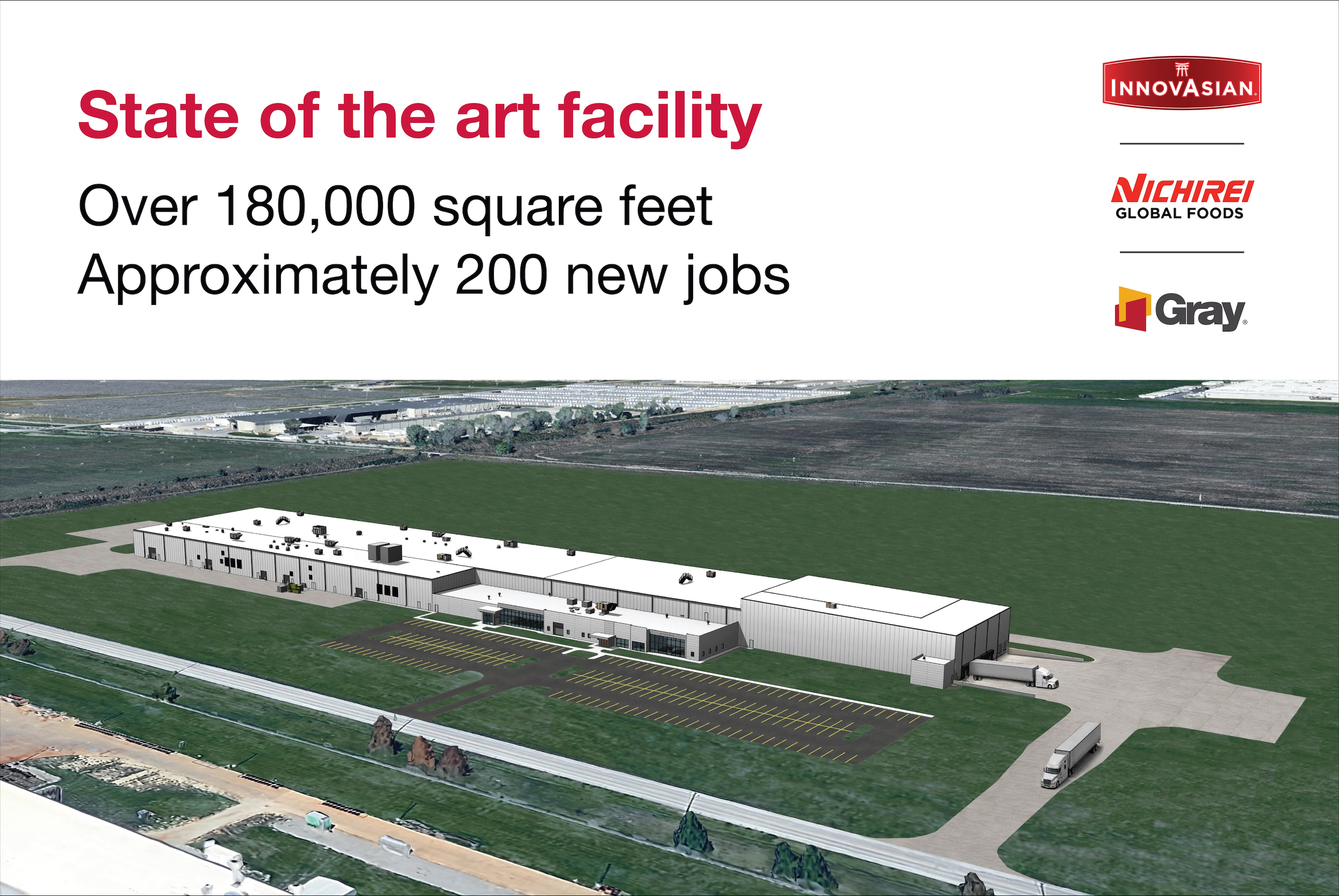 Architectural Artwork of the InnovAsian food manufacturing facility to be built at Jonesboro, Arkansas