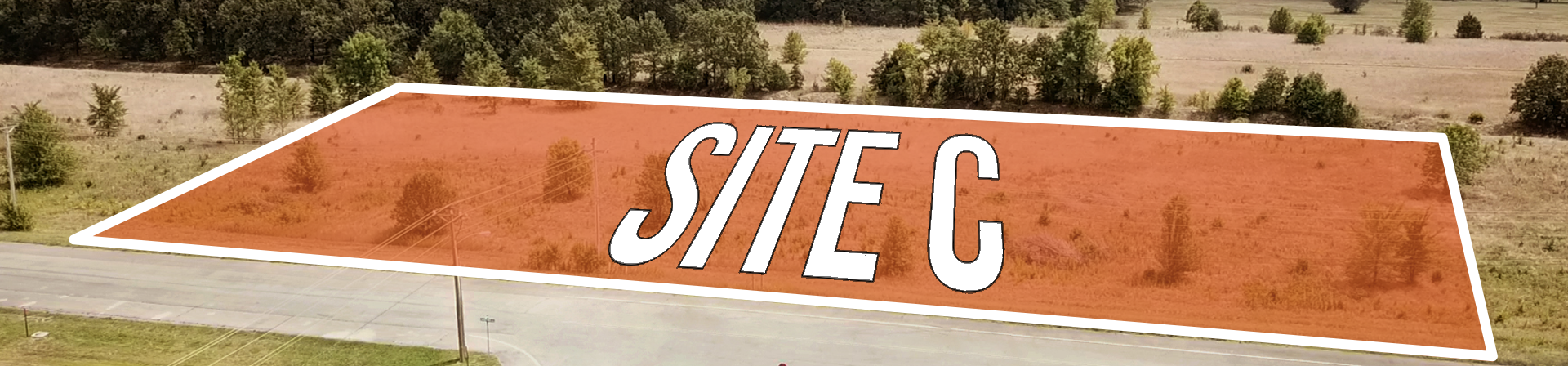 Shaded graphic area for Site C location on a photo at Henry P. Jones III Business Park in Jonesboro, Arkansas