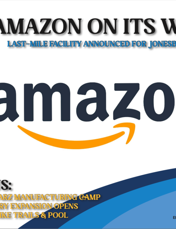 Cover of the Jonesboro Unlimited Economic Advancement Report for 2nd Quarter 2024 showing Amazon logo